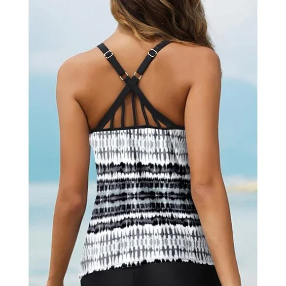 Women's Athletic Tankini Top Swimsuit Modest Cover-Up Adjustable Straps - Picture 2 of 7